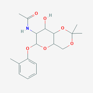 molecular formula C18H25NO6 B2930244 N-[8-hydroxy-2,2-dimethyl-6-(2-methylphenoxy)-hexahydro-2H-pyrano[3,2-d][1,3]dioxin-7-yl]acetamide CAS No. 1008213-80-6