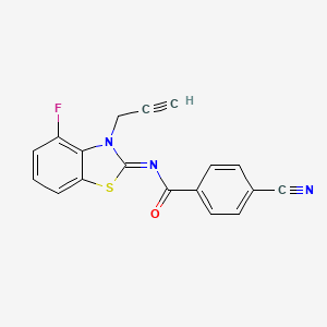 4-cyano-N-(4-fluoro-3-prop-2-ynyl-1,3-benzothiazol-2-ylidene)benzamide