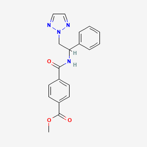 molecular formula C19H18N4O3 B2930288 methyl 4-((1-phenyl-2-(2H-1,2,3-triazol-2-yl)ethyl)carbamoyl)benzoate CAS No. 2034559-24-3
