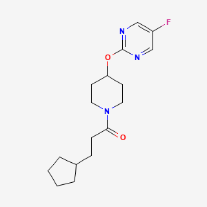 molecular formula C17H24FN3O2 B2930298 3-Cyclopentyl-1-{4-[(5-fluoropyrimidin-2-yl)oxy]piperidin-1-yl}propan-1-one CAS No. 2380170-74-9