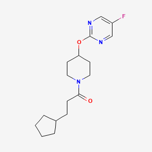3-Cyclopentyl-1-[4-(5-fluoropyrimidin-2-yl)oxypiperidin-1-yl]propan-1-one