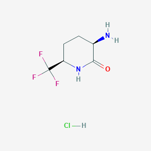 molecular formula C6H10ClF3N2O B2930300 (3R,6R)-3-Amino-6-(trifluoromethyl)piperidin-2-one;hydrochloride CAS No. 2343964-42-9