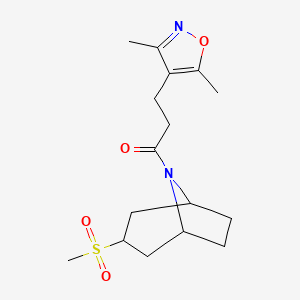 3-(3,5-dimethylisoxazol-4-yl)-1-((1R,5S)-3-(methylsulfonyl)-8-azabicyclo[3.2.1]octan-8-yl)propan-1-one