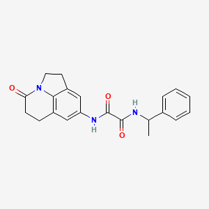 molecular formula C21H21N3O3 B2930309 N-{11-oxo-1-azatricyclo[6.3.1.0^{4,12}]dodeca-4(12),5,7-trien-6-yl}-N'-(1-phenylethyl)ethanediamide CAS No. 898435-84-2