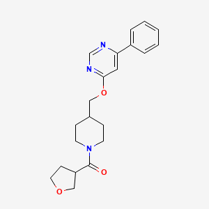 B2930313 Oxolan-3-yl-[4-[(6-phenylpyrimidin-4-yl)oxymethyl]piperidin-1-yl]methanone CAS No. 2379989-27-0