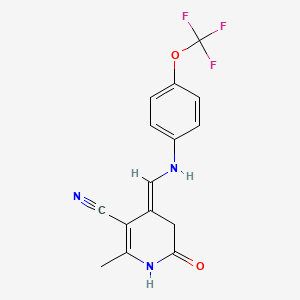 (4E)-2-methyl-6-oxo-4-({[4-(trifluoromethoxy)phenyl]amino}methylidene)-1,4,5,6-tetrahydropyridine-3-carbonitrile