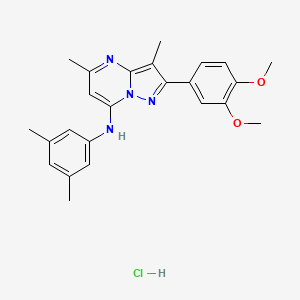 molecular formula C24H27ClN4O2 B2930335 2-(3,4-dimethoxyphenyl)-N-(3,5-dimethylphenyl)-3,5-dimethylpyrazolo[1,5-a]pyrimidin-7-amine hydrochloride CAS No. 1217026-58-8