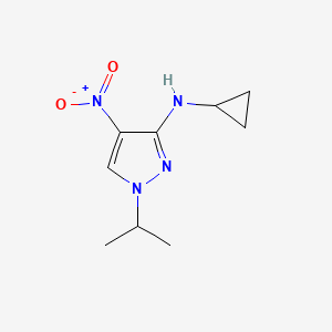 molecular formula C9H14N4O2 B2930337 N-Cyclopropyl-1-isopropyl-4-nitro-1H-pyrazol-3-amine CAS No. 1429417-58-2