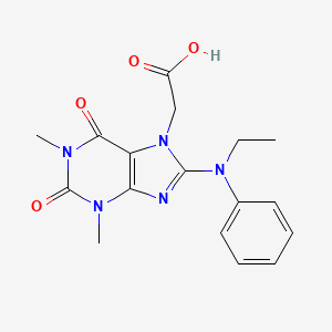molecular formula C17H19N5O4 B2930353 2-[8-(Ethylphenylamino)-1,3-dimethyl-2,6-dioxo-1,3,7-trihydropurin-7-yl]acetic acid CAS No. 1021066-79-4