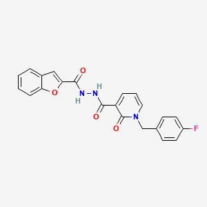 molecular formula C22H16FN3O4 B2930357 N'-(benzofuran-2-carbonyl)-1-(4-fluorobenzyl)-2-oxo-1,2-dihydropyridine-3-carbohydrazide CAS No. 1105211-39-9