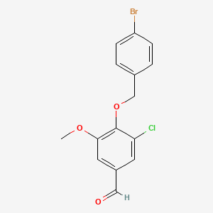 molecular formula C15H12BrClO3 B2930370 4-[(4-Bromobenzyl)oxy]-3-chloro-5-methoxybenzaldehyde CAS No. 428490-81-7
