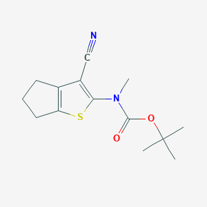 molecular formula C14H18N2O2S B2930375 tert-butyl N-{3-cyano-4H,5H,6H-cyclopenta[b]thiophen-2-yl}-N-methylcarbamate CAS No. 2138166-08-0