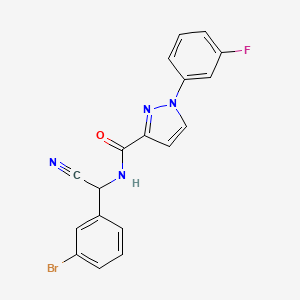molecular formula C18H12BrFN4O B2930393 N-[(3-bromophenyl)(cyano)methyl]-1-(3-fluorophenyl)-1H-pyrazole-3-carboxamide CAS No. 1808603-64-6