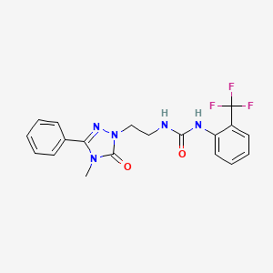 molecular formula C19H18F3N5O2 B2930414 1-(2-(4-methyl-5-oxo-3-phenyl-4,5-dihydro-1H-1,2,4-triazol-1-yl)ethyl)-3-(2-(trifluoromethyl)phenyl)urea CAS No. 1203011-73-7