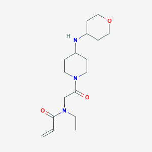 molecular formula C17H29N3O3 B2930419 N-Ethyl-N-[2-[4-(oxan-4-ylamino)piperidin-1-yl]-2-oxoethyl]prop-2-enamide CAS No. 2361719-92-6
