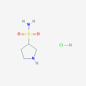 molecular formula C4H11ClN2O2S B2930423 Pyrrolidine-3-sulfonamide;hydrochloride CAS No. 2580250-43-5