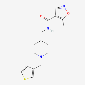 molecular formula C16H21N3O2S B2930424 5-甲基-N-((1-(噻吩-3-基甲基)哌啶-4-基)甲基)异恶唑-4-甲酰胺 CAS No. 1448077-50-6