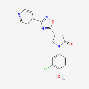 molecular formula C18H15ClN4O3 B2930427 1-(3-Chloro-4-methoxyphenyl)-4-[3-(4-pyridyl)-1,2,4-oxadiazol-5-yl]-2-pyrrolidinone CAS No. 941997-96-2