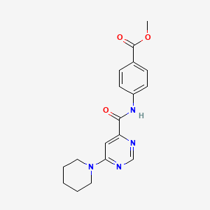 molecular formula C18H20N4O3 B2930430 methyl 4-[6-(piperidin-1-yl)pyrimidine-4-amido]benzoate CAS No. 1909455-81-7
