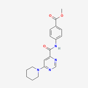 molecular formula C18H20N4O3 B2930430 Methyl 4-(6-(piperidin-1-yl)pyrimidine-4-carboxamido)benzoate CAS No. 1909455-81-7
