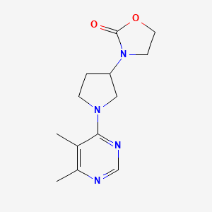 molecular formula C13H18N4O2 B2930431 3-[1-(5,6-Dimethylpyrimidin-4-yl)pyrrolidin-3-yl]-1,3-oxazolidin-2-one CAS No. 2380167-32-6