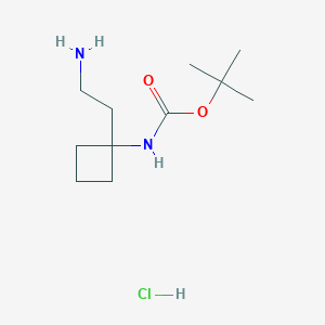 molecular formula C11H23ClN2O2 B2930443 tert-butyl N-[1-(2-aminoethyl)cyclobutyl]carbamate hydrochloride CAS No. 2260936-65-8