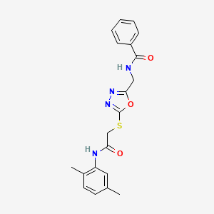 molecular formula C20H20N4O3S B2930446 N-{[5-({[(2,5-dimethylphenyl)carbamoyl]methyl}sulfanyl)-1,3,4-oxadiazol-2-yl]methyl}benzamide CAS No. 904270-47-9