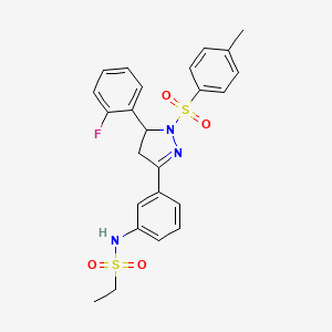 molecular formula C24H24FN3O4S2 B2930457 N-(3-(5-(2-fluorophenyl)-1-tosyl-4,5-dihydro-1H-pyrazol-3-yl)phenyl)ethanesulfonamide CAS No. 851783-03-4