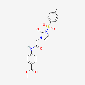 molecular formula C20H19N3O6S B2930512 methyl 4-(2-(2-oxo-3-tosyl-2,3-dihydro-1H-imidazol-1-yl)acetamido)benzoate CAS No. 941969-80-8
