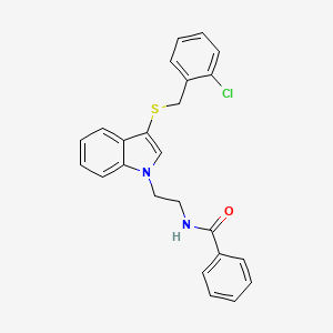 molecular formula C24H21ClN2OS B2930525 N-(2-(3-((2-chlorobenzyl)thio)-1H-indol-1-yl)ethyl)benzamide CAS No. 532969-51-0