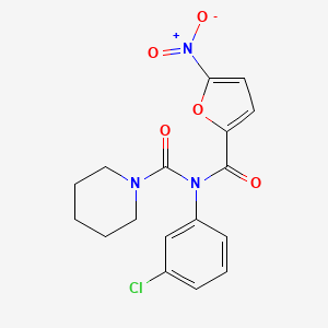 molecular formula C17H16ClN3O5 B2930531 N-(3-chlorophenyl)-N-(5-nitrofuran-2-carbonyl)piperidine-1-carboxamide CAS No. 941958-43-6