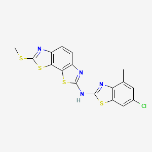 molecular formula C17H11ClN4S4 B2930552 N-(6-chloro-4-methyl-1,3-benzothiazol-2-yl)-2-methylsulfanyl-[1,3]thiazolo[4,5-g][1,3]benzothiazol-7-amine CAS No. 1286720-10-2