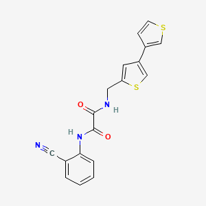 molecular formula C18H13N3O2S2 B2930564 N-({[3,3'-bithiophene]-5-yl}methyl)-N'-(2-cyanophenyl)ethanediamide CAS No. 2380010-26-2