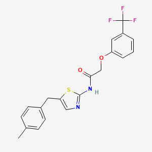 molecular formula C20H17F3N2O2S B2930594 N-{5-[(4-Methylphenyl)methyl]-1,3-thiazol-2-YL}-2-[3-(trifluoromethyl)phenoxy]acetamide CAS No. 301176-65-8