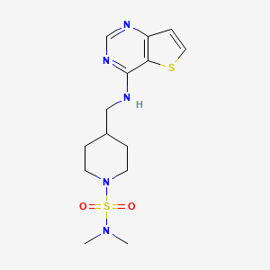 molecular formula C14H21N5O2S2 B2930597 N,N-dimethyl-4-[({thieno[3,2-d]pyrimidin-4-yl}amino)methyl]piperidine-1-sulfonamide CAS No. 2380146-07-4