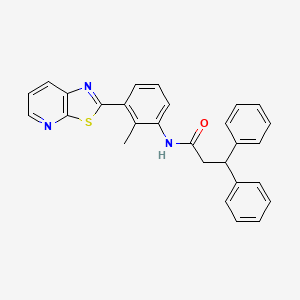 molecular formula C28H23N3OS B2930608 N-(2-Methyl-3-{[1,3]thiazolo[5,4-B]pyridin-2-YL}phenyl)-3,3-diphenylpropanamide CAS No. 863593-67-3