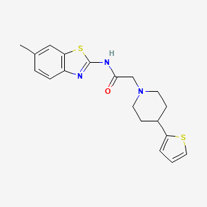 molecular formula C19H21N3OS2 B2930611 N-(6-methyl-1,3-benzothiazol-2-yl)-2-[4-(thiophen-2-yl)piperidin-1-yl]acetamide CAS No. 1396758-57-8