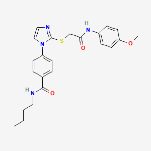 molecular formula C23H26N4O3S B2930614 N-butyl-4-[2-({[(4-methoxyphenyl)carbamoyl]methyl}sulfanyl)-1H-imidazol-1-yl]benzamide CAS No. 1207036-66-5