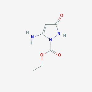 molecular formula C6H9N3O3 B2930648 ethyl 5-amino-3-oxo-2,3-dihydro-1H-pyrazole-1-carboxylate CAS No. 1198299-32-9