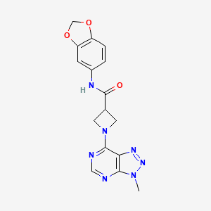 molecular formula C16H15N7O3 B2930650 N-(2H-1,3-benzodioxol-5-yl)-1-{3-methyl-3H-[1,2,3]triazolo[4,5-d]pyrimidin-7-yl}azetidine-3-carboxamide CAS No. 1448030-92-9