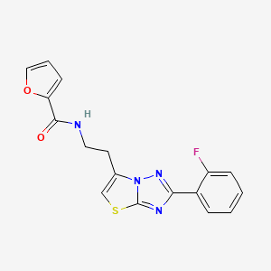 molecular formula C17H13FN4O2S B2930697 N-{2-[2-(2-fluorophenyl)-[1,2,4]triazolo[3,2-b][1,3]thiazol-6-yl]ethyl}furan-2-carboxamide CAS No. 895790-15-5