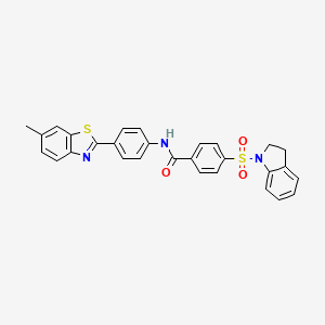 molecular formula C29H23N3O3S2 B2930722 4-(2,3-dihydro-1H-indole-1-sulfonyl)-N-[4-(6-methyl-1,3-benzothiazol-2-yl)phenyl]benzamide CAS No. 394227-08-8