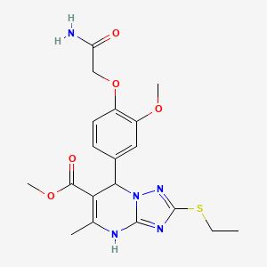 molecular formula C19H23N5O5S B2930754 Methyl 7-(4-(2-amino-2-oxoethoxy)-3-methoxyphenyl)-2-(ethylthio)-5-methyl-4,7-dihydro-[1,2,4]triazolo[1,5-a]pyrimidine-6-carboxylate CAS No. 945129-19-1