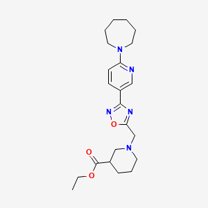 molecular formula C22H31N5O3 B2930757 Ethyl 1-({3-[6-(azepan-1-yl)pyridin-3-yl]-1,2,4-oxadiazol-5-yl}methyl)piperidine-3-carboxylate CAS No. 1251549-83-3