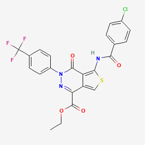 B2930764 Ethyl 5-(4-chlorobenzamido)-4-oxo-3-(4-(trifluoromethyl)phenyl)-3,4-dihydrothieno[3,4-d]pyridazine-1-carboxylate CAS No. 851951-29-6