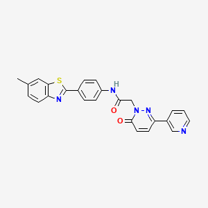 molecular formula C25H19N5O2S B2930769 N-(4-(6-methylbenzo[d]thiazol-2-yl)phenyl)-2-(6-oxo-3-(pyridin-3-yl)pyridazin-1(6H)-yl)acetamide CAS No. 1351615-51-4