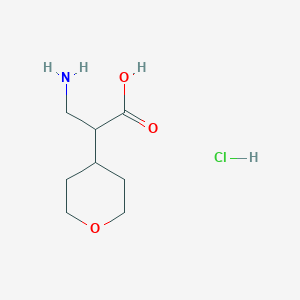 molecular formula C8H16ClNO3 B2930776 3-Amino-2-(oxan-4-yl)propanoic acid hydrochloride CAS No. 1955554-62-7