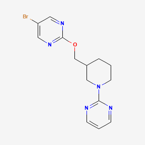 molecular formula C14H16BrN5O B2930780 2-(3-{[(5-Bromopyrimidin-2-yl)oxy]methyl}piperidin-1-yl)pyrimidine CAS No. 2380056-59-5