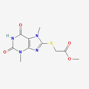 molecular formula C10H12N4O4S B2930792 methyl 2-((3,7-dimethyl-2,6-dioxo-2,3,6,7-tetrahydro-1H-purin-8-yl)thio)acetate CAS No. 330816-63-2