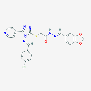 molecular formula C24H18ClN7O3S B293082 N'-(1,3-benzodioxol-5-ylmethylene)-2-{[4-[(4-chlorobenzylidene)amino]-5-(4-pyridinyl)-4H-1,2,4-triazol-3-yl]sulfanyl}acetohydrazide 